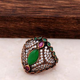 Root Emerald and Root Ruby Sterling Silver Ring 73