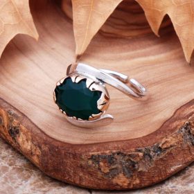 Root Emerald, ročno izdelan srebrni prstan 2988