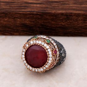 Root Ruby Stone Silver Ring 40