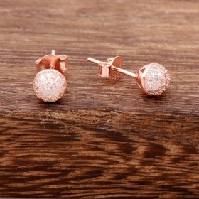 Rose Petal Ball Earrings with Diamond Appearance 2656