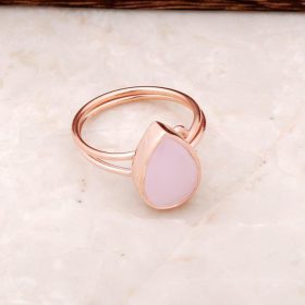 Anel de prata de quartzo rosa rosa 2851