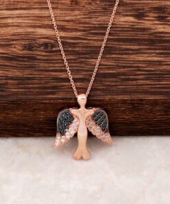 Rose Silver Angel Design Necklace 3007