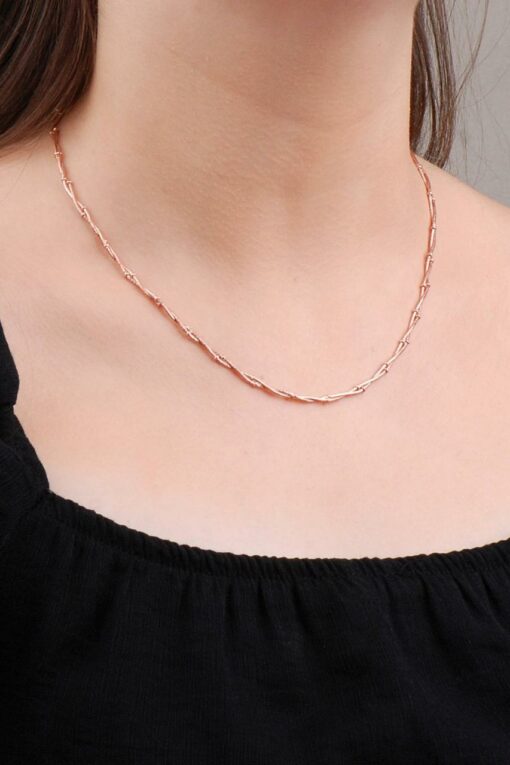 Rose Silver Ball Auger Necklace 6609