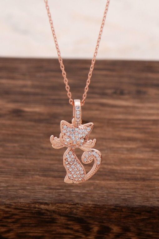 Rose Silver Cat Necklace 6606