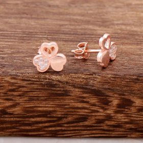 Rose Silver Clover Design Earrings 3758