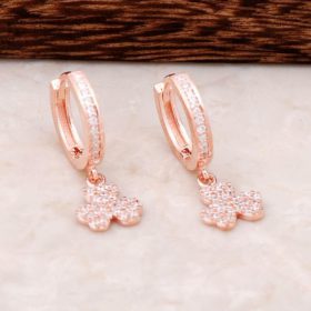 Rose Silver Clover Design Ring Earrings 4357