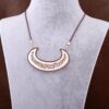 Rose Silver Crescent Design Verse Long Necklace 3437