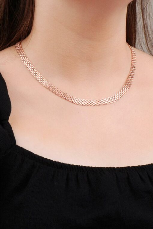 Rose Silver Crushed Straw 45 Cm Necklace 6614