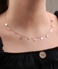 Rose Silver Dangle Design Necklace 6594