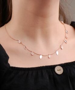 Rose Silver Dangle Design Necklace 6595