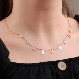 Rose Silver Dangle Design Necklace 6595