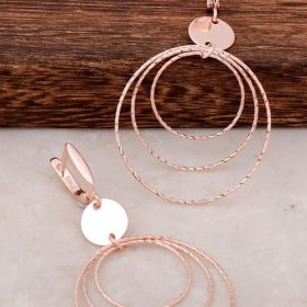 Rose Silver Design Hoop Earrings 4386