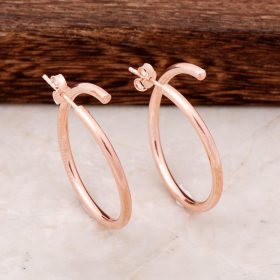 Rose Silver Design Hoop Earrings 4496
