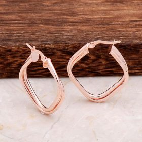 Rose Silver Design Hoop Earrings 4685