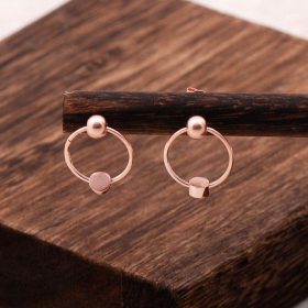 Rose Silver Design Hoop Earrings 4831