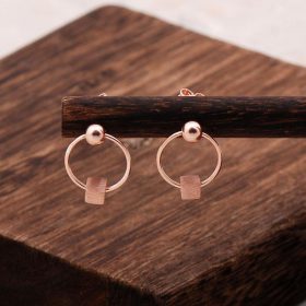 Rose Silver Design Hoop Earrings 4835