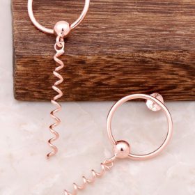 Rose Silver Design Twirl Ring Earrings 4172