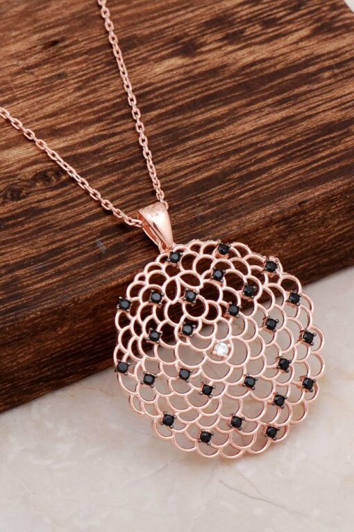 Rose Silver Flower of Life Necklace 6667
