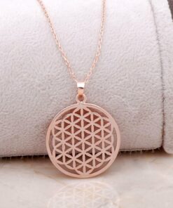 Rose Silver Flower of Life Necklace 6846