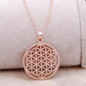 Rose Silver Flower of Life Necklace 6846