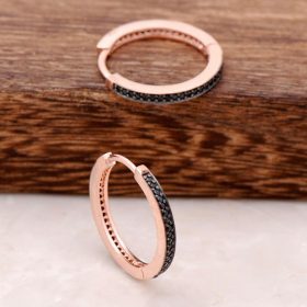 Kolczyki pierścionek z cyrkoniami w kolorze różowego srebra 3713