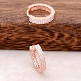 Rose Sterling Silver Full Stone Ring Earrings 3720