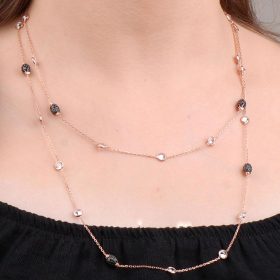 Rose Silver Layered Design Necklace 6633