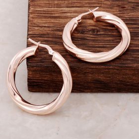 Rose Silver Medium Twirl Ring Earrings 3681