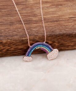 Rose Silver Rainbow Design Necklace 4033