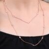 Rose Silver Row Stone 100 Cm Chain Necklace 6629