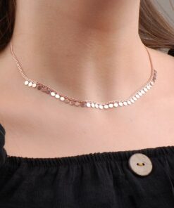 Rose Silver Sequin Choker Necklace 6573