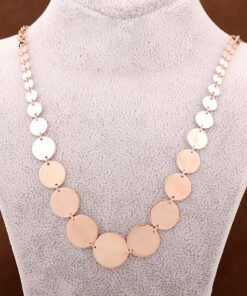 Rose Silver Sequined Sequin Design Necklace 3298