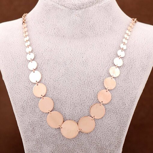 Rose Silver Sequined Sequin Design Necklace 3298
