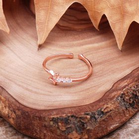 Rosé zilveren ring met vallende ster 2945