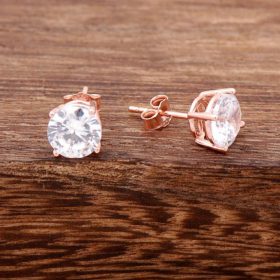 Rose Silver Single Stone Earring 3792