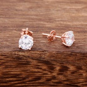 Rose Silver Single Stone Earring 3793