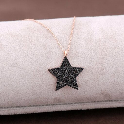 Rose Silver Star Design Necklace 3752