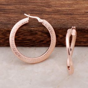 Rose Silver Wavy Design Ring Earrings 4479