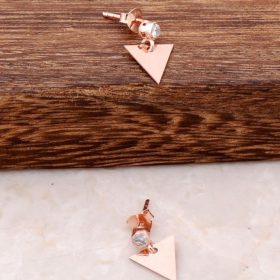 Rose Silver Zircon Triangle Earrings 2266