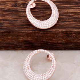 Rose Sterling Silver Full Stone Ring Earrings 4310