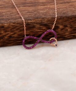 Rubin Stone Infinity Design Rose Silver Necklace 1681