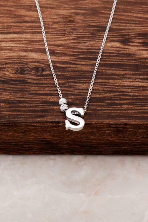 S Letter Design Silver Necklace 3835