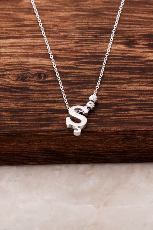 S Letter Design Silver Necklace 3837