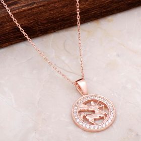 Sagittarius Rose Silver Necklace 6678