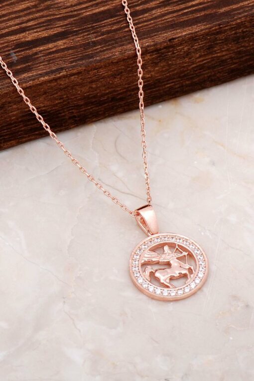 Collier Sagittaire Argent Rose 6678