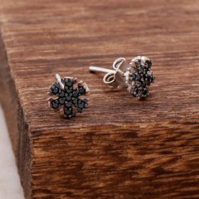 Sapphire Gemstone Snowflake Design Silver Earring 4031