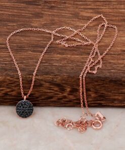 Sapphire Stone Mini Rose Silver Necklace 6480