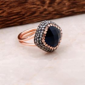 Sapphire Zirkon Rose Silver Design Ring 2691