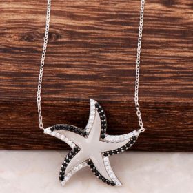 Sea Star Design Rhodium Silver Necklace 2724