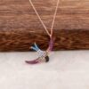 Seagull Design Rose Silver Necklace 4078